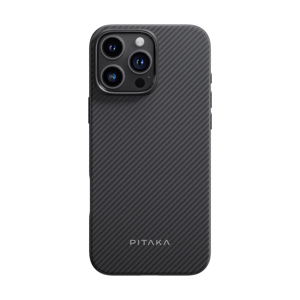 Pitaka Military-Grade Classic Serisi iPhone 16 Pro Max M-safe Şarj Özellikli Aramid Fiber Black-Grey Twill Kılıf Pitaka Military-Grade Classic Serisi iPhone 16 Pro Max M-safe Şarj Özellikli Aramid Fiber Black-Grey Twill Kılıf